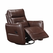 Pemberly Row Top Grain Leather Swivel Glider Recliner in Brown