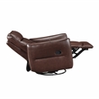 Pemberly Row Top Grain Leather Swivel Glider Recliner in Brown
