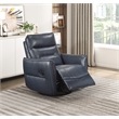 Pemberly Row Top Grain Leather Swivel Glider Recliner in Dark Blue