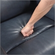 Pemberly Row Top Grain Leather Swivel Glider Recliner in Dark Blue