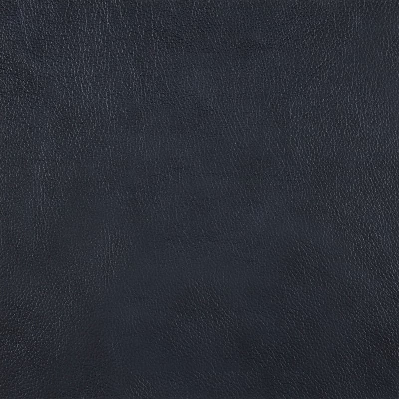 Pemberly Row Top Grain Leather Swivel Glider Recliner in Dark Blue