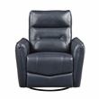 Pemberly Row Top Grain Leather Swivel Glider Recliner in Dark Blue
