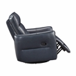 Pemberly Row Top Grain Leather Swivel Glider Recliner in Dark Blue