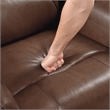 Pemberly Row Top Grain Leather Swivel Glider Recliner in Toffee Brown