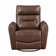 Pemberly Row Top Grain Leather Swivel Glider Recliner in Toffee Brown