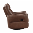 Pemberly Row Top Grain Leather Swivel Glider Recliner in Toffee Brown