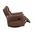 Pemberly Row Top Grain Leather Swivel Glider Recliner in Toffee Brown