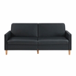 Pemberly Row Faux Leather Convertible Lounger with Drop-Down Back in Black