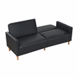 Pemberly Row Faux Leather Convertible Lounger with Drop-Down Back in Black