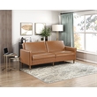 Pemberly Row Faux Leather Convertible Lounger with Drop-Down Back in Camel