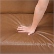 Pemberly Row Faux Leather Convertible Lounger with Drop-Down Back in Camel