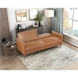 Pemberly Row Faux Leather Convertible Lounger with Drop-Down Back in Camel