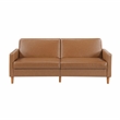 Pemberly Row Faux Leather Convertible Lounger with Drop-Down Back in Camel