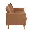 Pemberly Row Faux Leather Convertible Lounger with Drop-Down Back in Camel