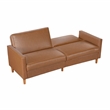 Pemberly Row Faux Leather Convertible Lounger with Drop-Down Back in Camel