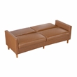 Pemberly Row Faux Leather Convertible Lounger with Drop-Down Back in Camel