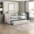 Pemberly Row Textured Fabric Daybed with Pull-Out Trundle in Beige
