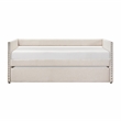 Pemberly Row Textured Fabric Daybed with Pull-Out Trundle in Beige