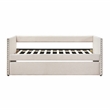 Pemberly Row Textured Fabric Daybed with Pull-Out Trundle in Beige