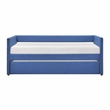 Pemberly Row Textured Fabric Daybed with Pull-Out Trundle in Blue