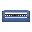 Pemberly Row Textured Fabric Daybed with Pull-Out Trundle in Blue