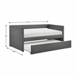 Pemberly Row Textured Fabric Daybed with Pull-Out Trundle in Dark Gray