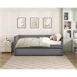 Pemberly Row Textured Fabric Daybed with Pull-Out Trundle in Dark Gray