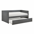 Pemberly Row Textured Fabric Daybed with Pull-Out Trundle in Dark Gray