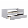 Pemberly Row Textured Fabric Daybed with Pull-Out Trundle in Light Gray