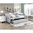 Pemberly Row Textured Fabric Daybed with Pull-Out Trundle in Light Gray