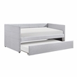 Pemberly Row Textured Fabric Daybed with Pull-Out Trundle in Light Gray