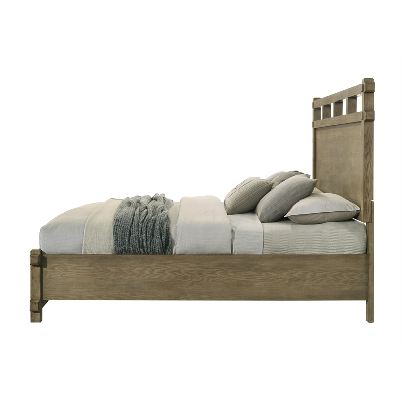 Pemberly Row Antique White Oak Queen Bed and 2 Nightstands Set
