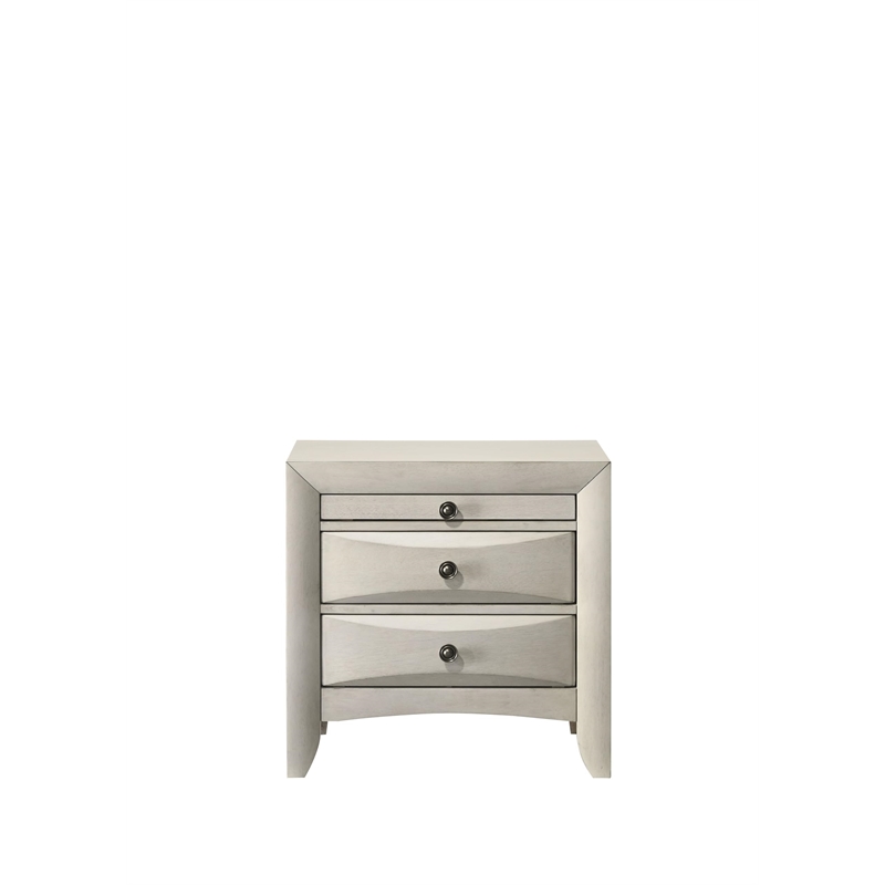 Pemberly Row Queen Bed & 2 Nightstands Set in Antique White