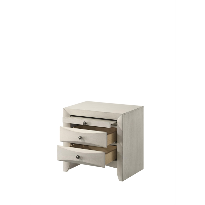 Pemberly Row Queen Bed & 2 Nightstands Set in Antique White