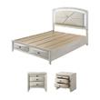 Pemberly Row Queen Bed & 2 Nightstands Set in Antique White