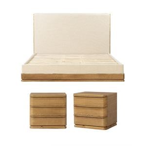 Pemberly Row Bedroom Set of King Bed with 2 Nightstands