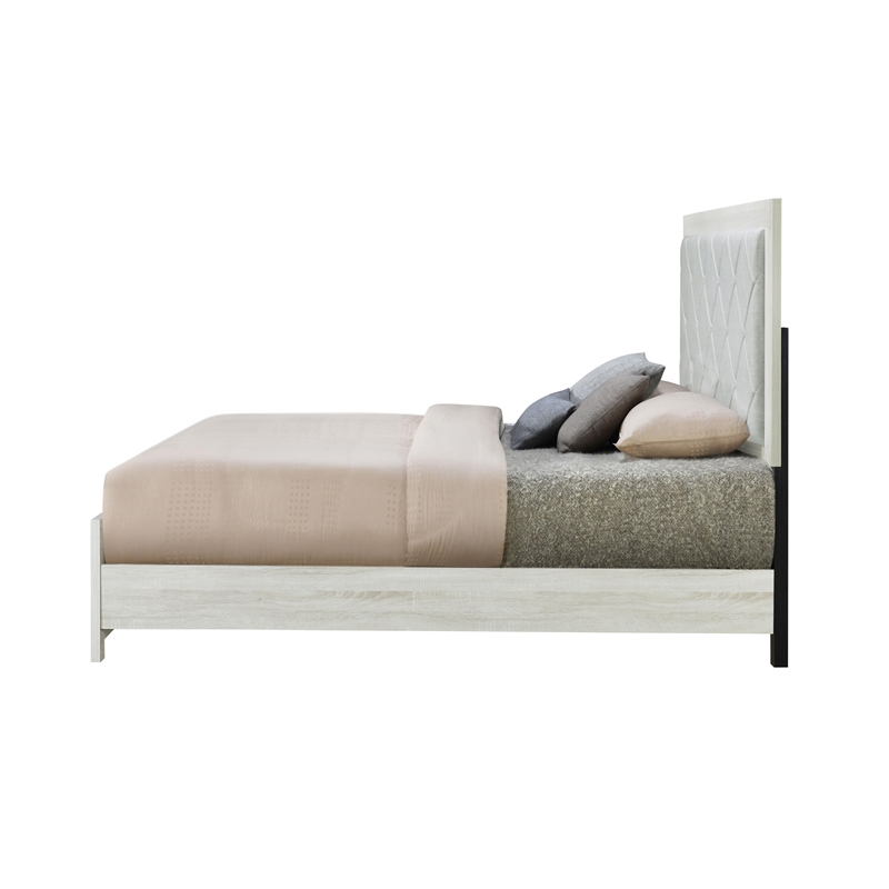 Pemberly Row Bedroom Set with Queen Bed and 2 Nightstands in Beige