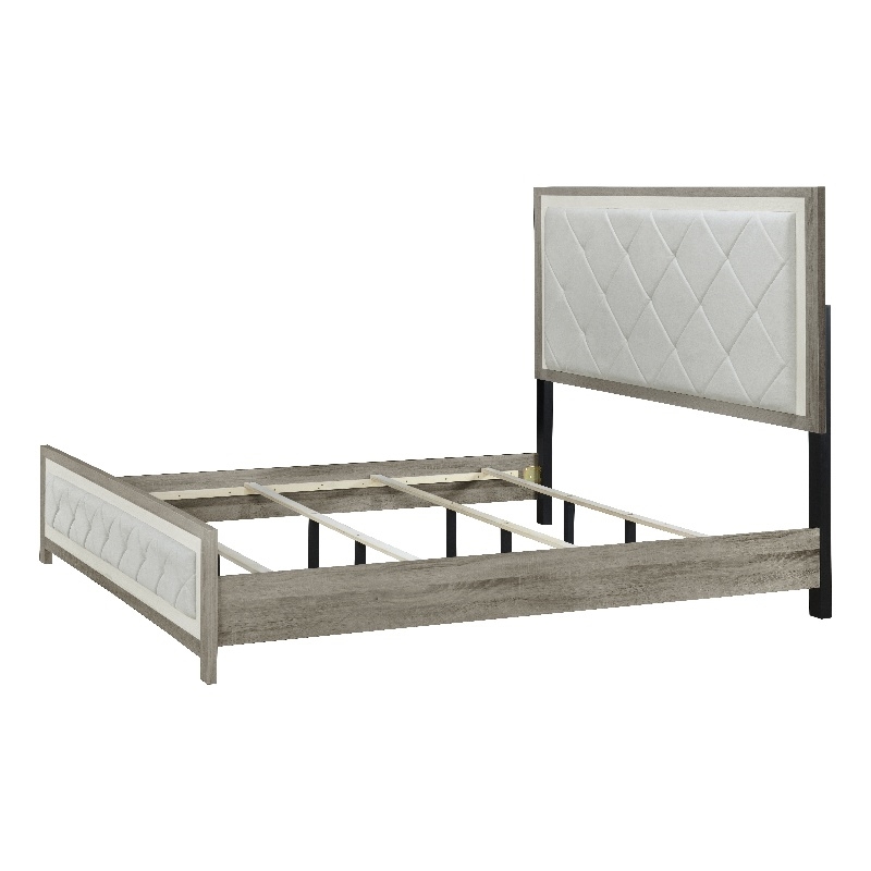 Pemberly Row Bedroom Set of King Bed and 2 Nightstands in Beige