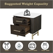 Pemberly Row Eastern King Bed and 2 Nightstands Set in White & Espresso with Marble Tops