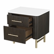 Pemberly Row Queen Bed and 2 Nightstands Set in White & Espresso