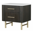 Pemberly Row Queen Bed and 2 Nightstands Set in White & Espresso
