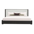 Pemberly Row Queen Bed and 2 Nightstands Set in White & Espresso