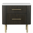 Pemberly Row Queen Bed and 2 Nightstands Set in White & Espresso