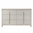 Pemberly Row Bedroom Set of Queen Bed, Mirror, 6-Drawer Dresser, & 2 Nightstands in Pearl White