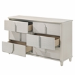 Pemberly Row Bedroom Set of Queen Bed, Mirror, 6-Drawer Dresser, & 2 Nightstands in Pearl White