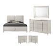 Pemberly Row Bedroom Set of Queen Bed, Mirror, 6-Drawer Dresser, & 2 Nightstands in Pearl White