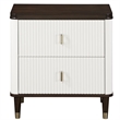 Pemberly Row Bedroom Set of 2 Nightstands, Mirror, Dresser, and King Bed in White/Brown