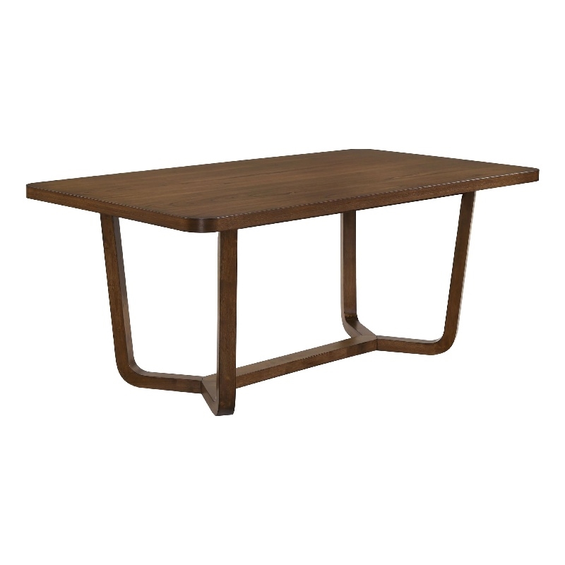 Pemberly Row 4-Piece Dining Set with Table, Bench, and Chairs in Antique Brown Wood and Beige Fabric