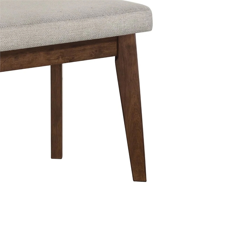 Pemberly Row 4-Piece Dining Set with Table, Bench, and Chairs in Antique Brown Wood and Beige Fabric