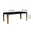 Pemberly Row 7-Piece Dining Set - Dining Table and Six Chairs in Midnight Black Velvet and Gold Meta